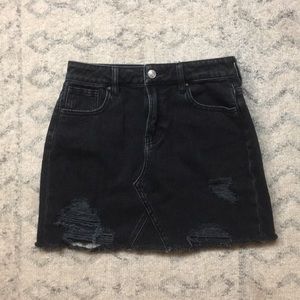 Black ripped jean skirt